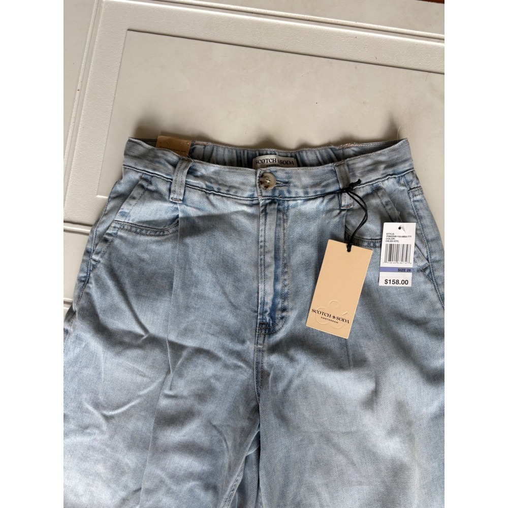 Scotch & Soda Chelsea Hotel Wide Leg Pleated Jeans Light Indigo 26 - Picture 5 of 8